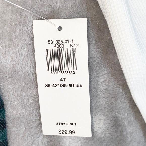 NEW Old Navy 4T Green Black Plaid Pinafore Dress‎ 2 Piece Long Sleeve Mock NWT - Picture 7 of 7